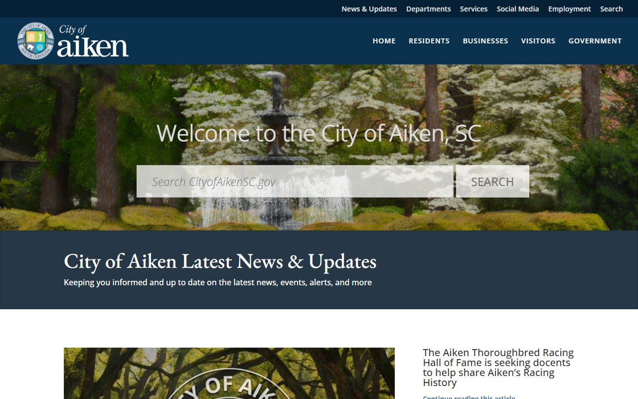 City of Aiken official website with public safety information related to Aiken jail mugshots