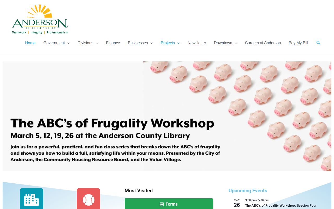 City of Anderson official website with public safety information related to Anderson jail mugshots