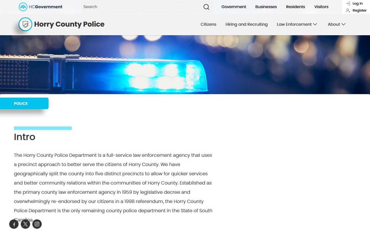 Horry County Police Department website serving Carolina Forest for jail mugshots and arrest records
