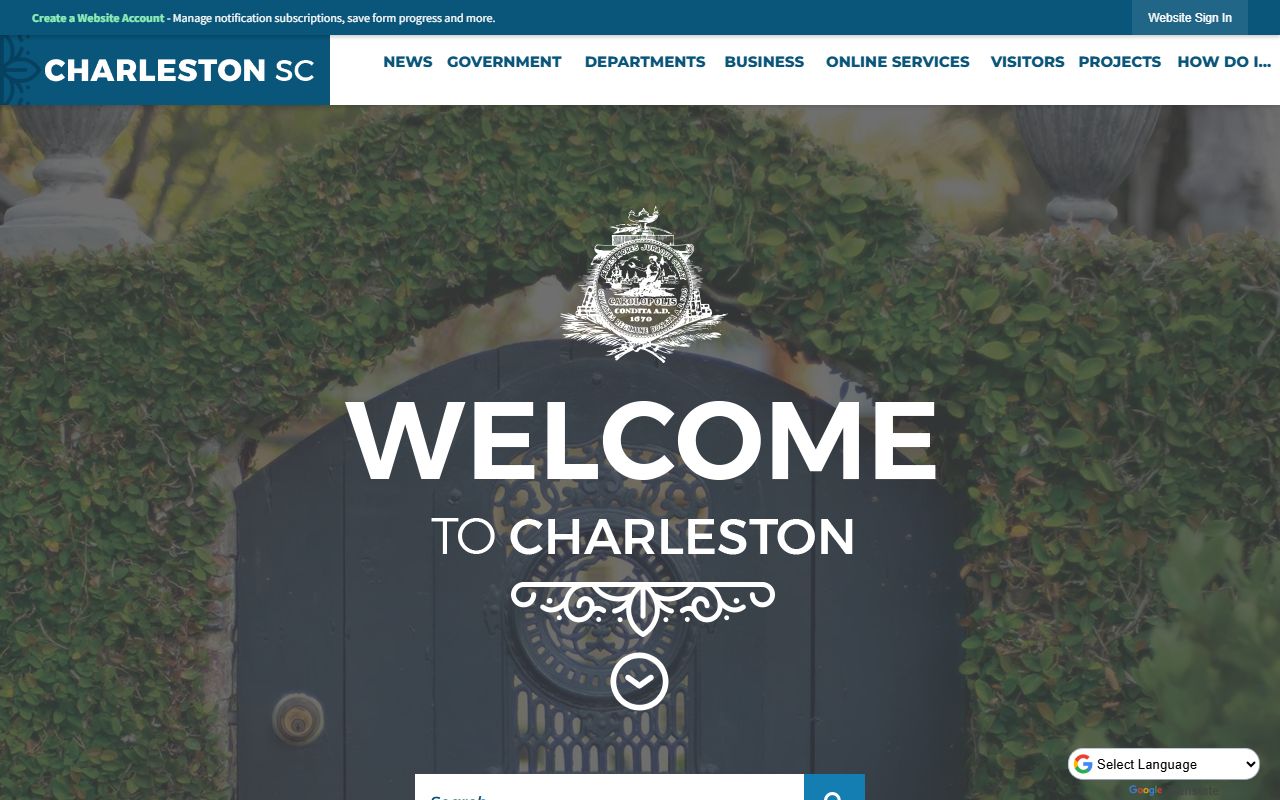 City of Charleston official website with public safety information related to Charleston jail mugshots