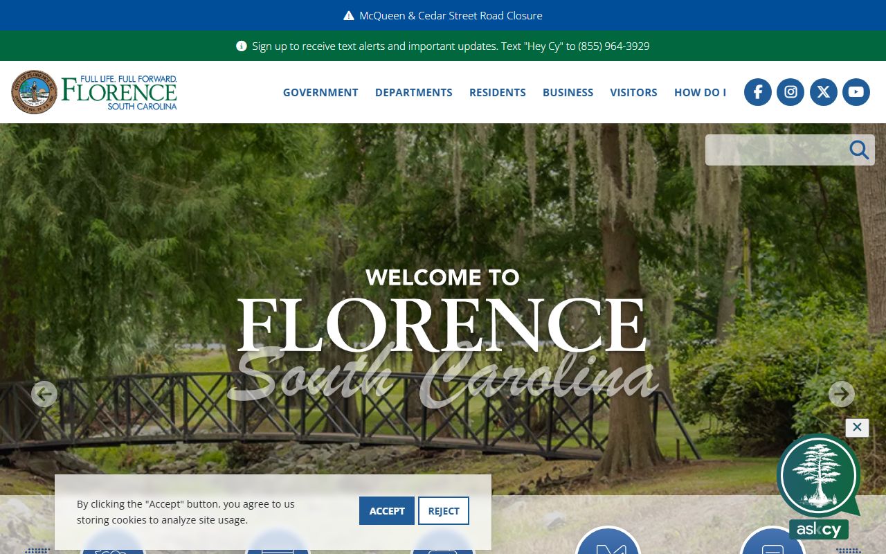 City of Florence official website with public safety resources related to Florence jail mugshots