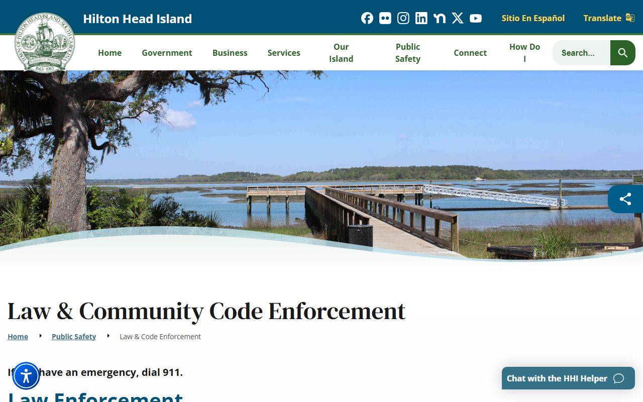 Hilton Head Island law enforcement page showing the Beaufort County Sheriff contract for Hilton Head Island jail mugshots