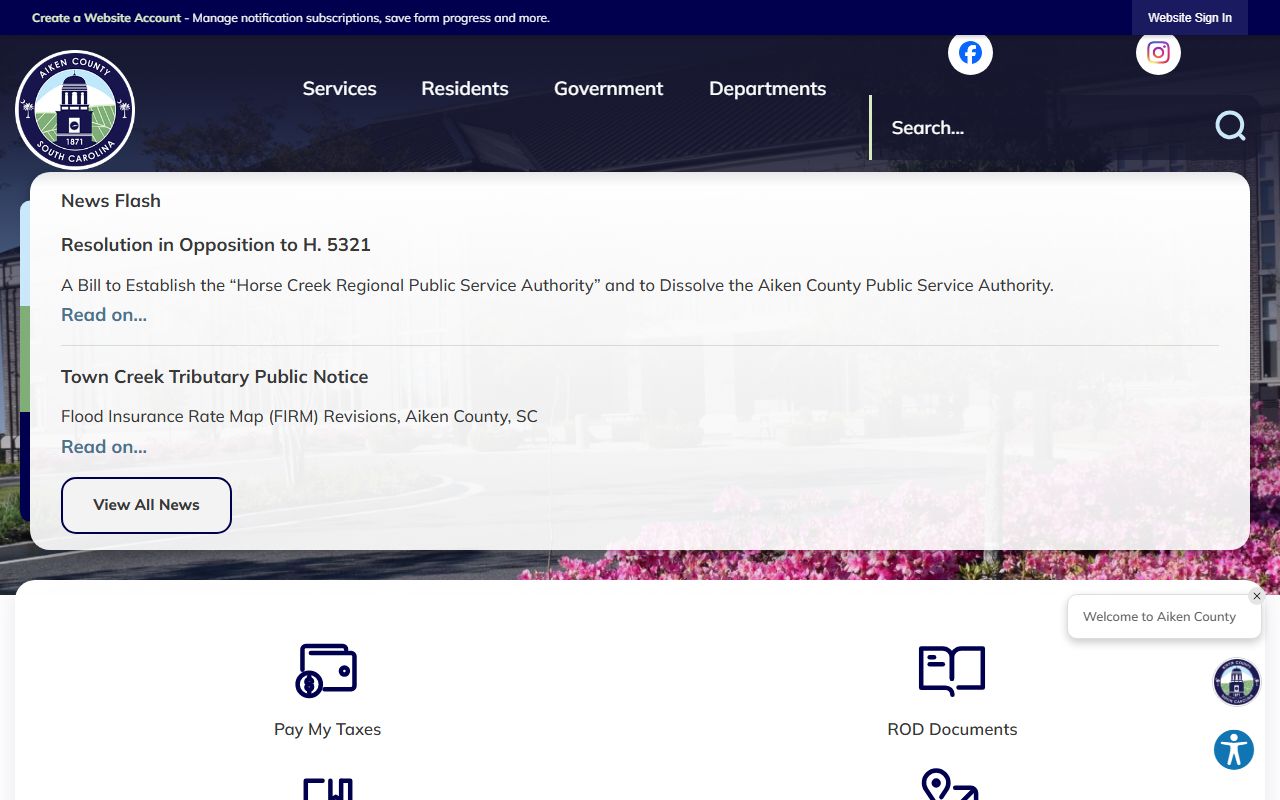 Aiken County government website with inmate search for North Augusta jail mugshots