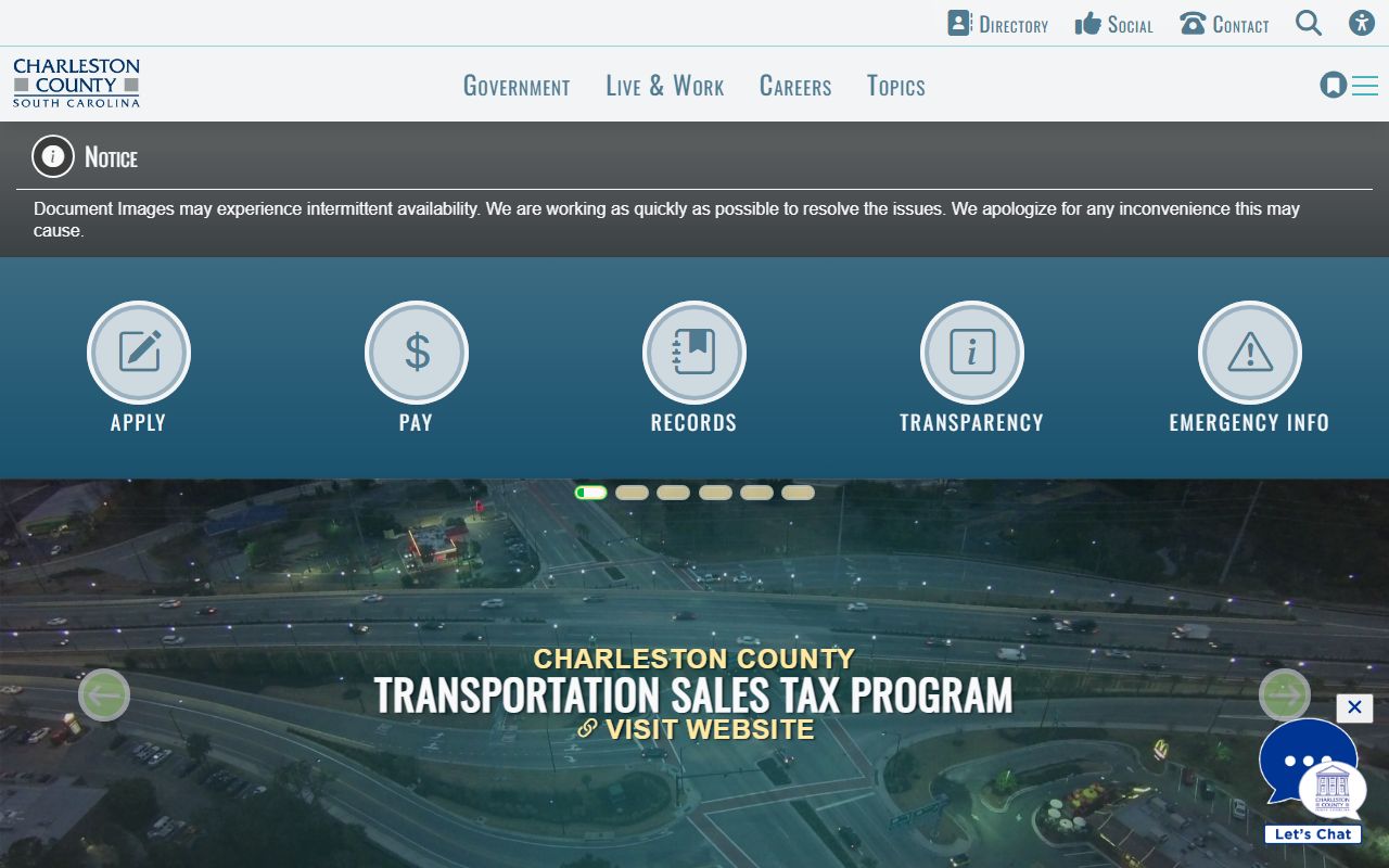 Charleston County government website for accessing North Charleston jail mugshots and county records