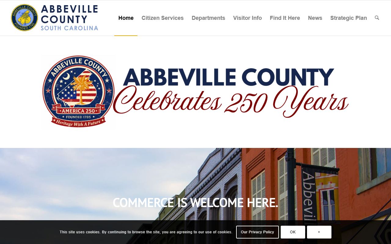Abbeville County government website with links to jail mugshots and detention records