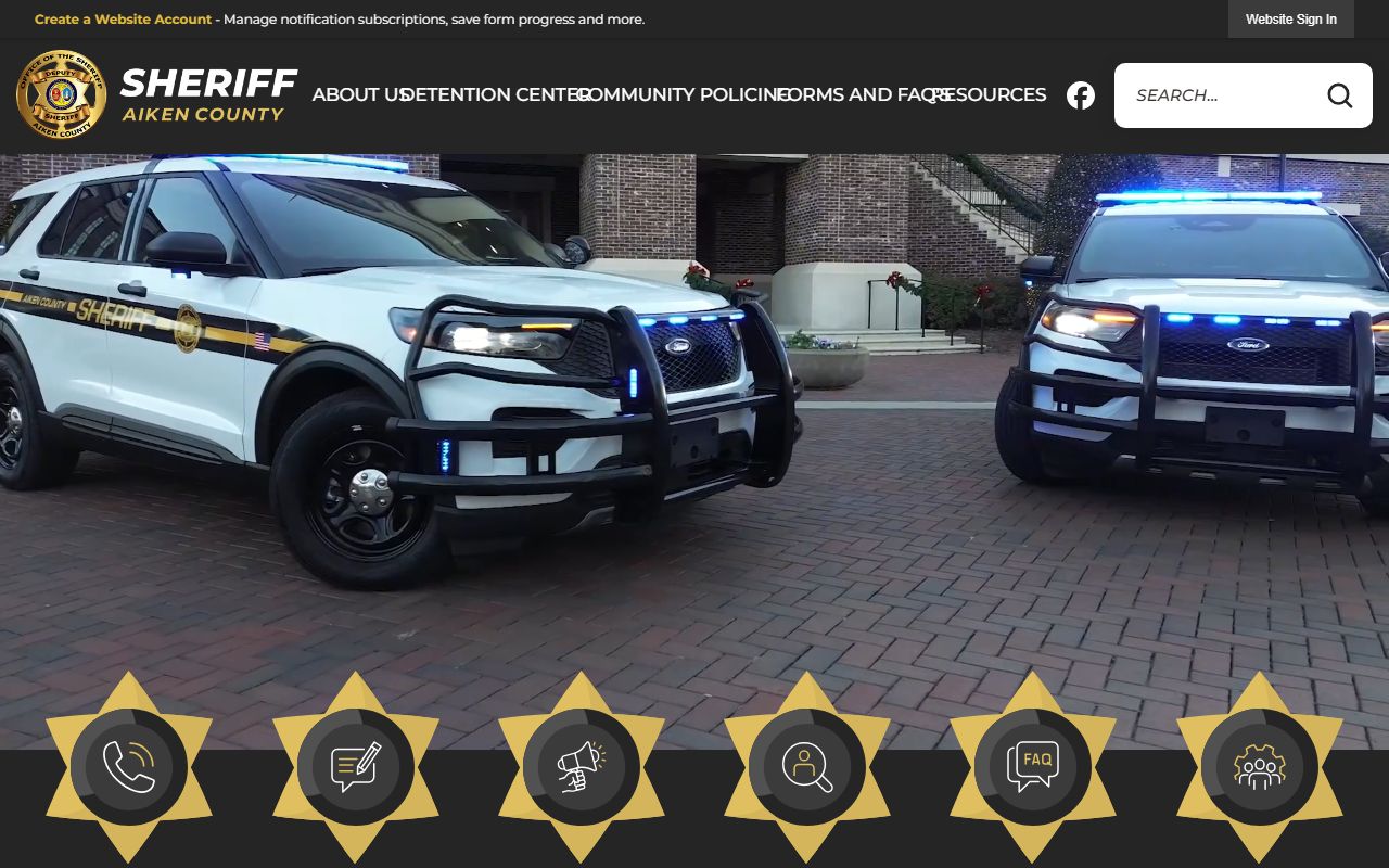 Aiken County Sheriff's Office website for jail mugshots and arrest records