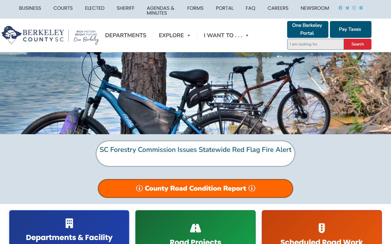 Berkeley County government website with access to jail mugshots and inmate records