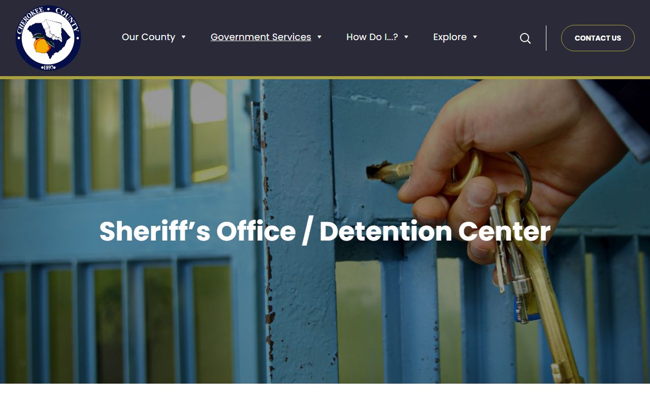 Cherokee County Sheriff's Office website for jail mugshots and booking records