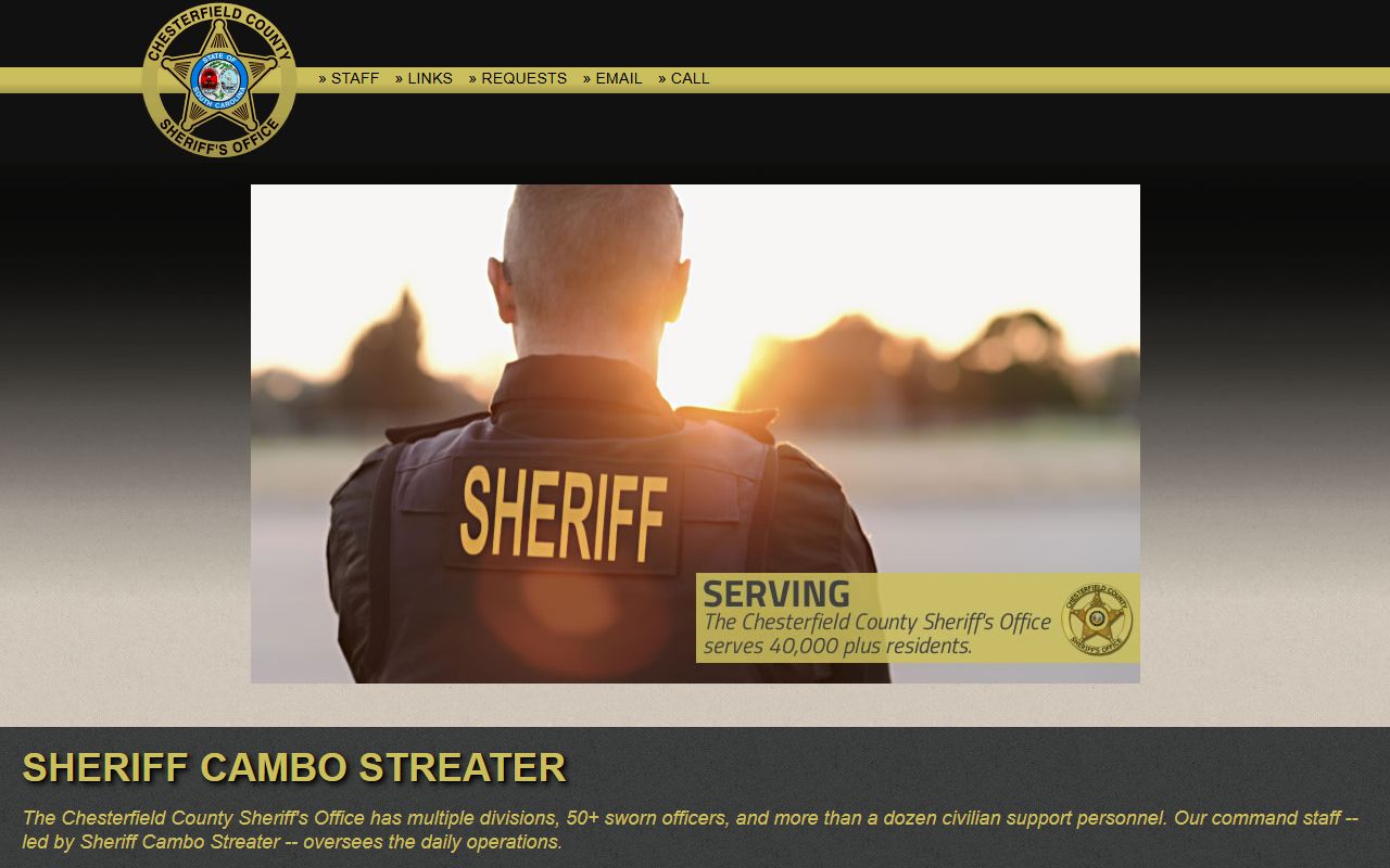 Chesterfield County Sheriff's Office website for jail mugshot lookups