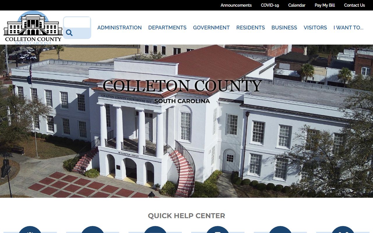 Colleton County government website with access to Sheriff's Office jail mugshot records