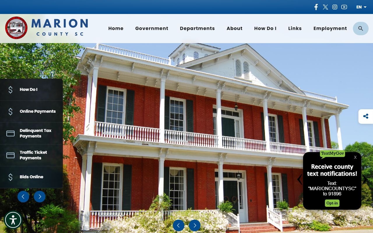 Marion County government website for jail mugshots and public records