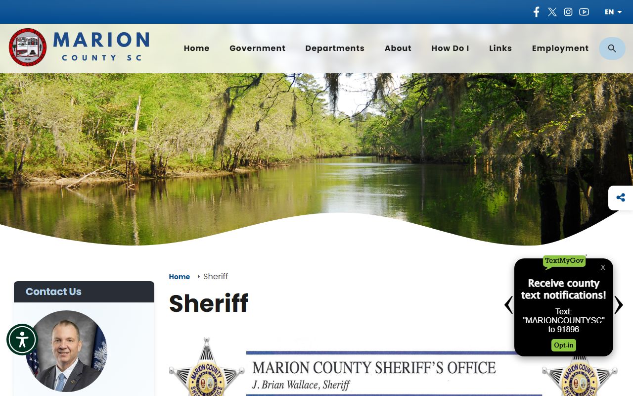 Marion County Sheriff's Office website for jail mugshots and arrest records