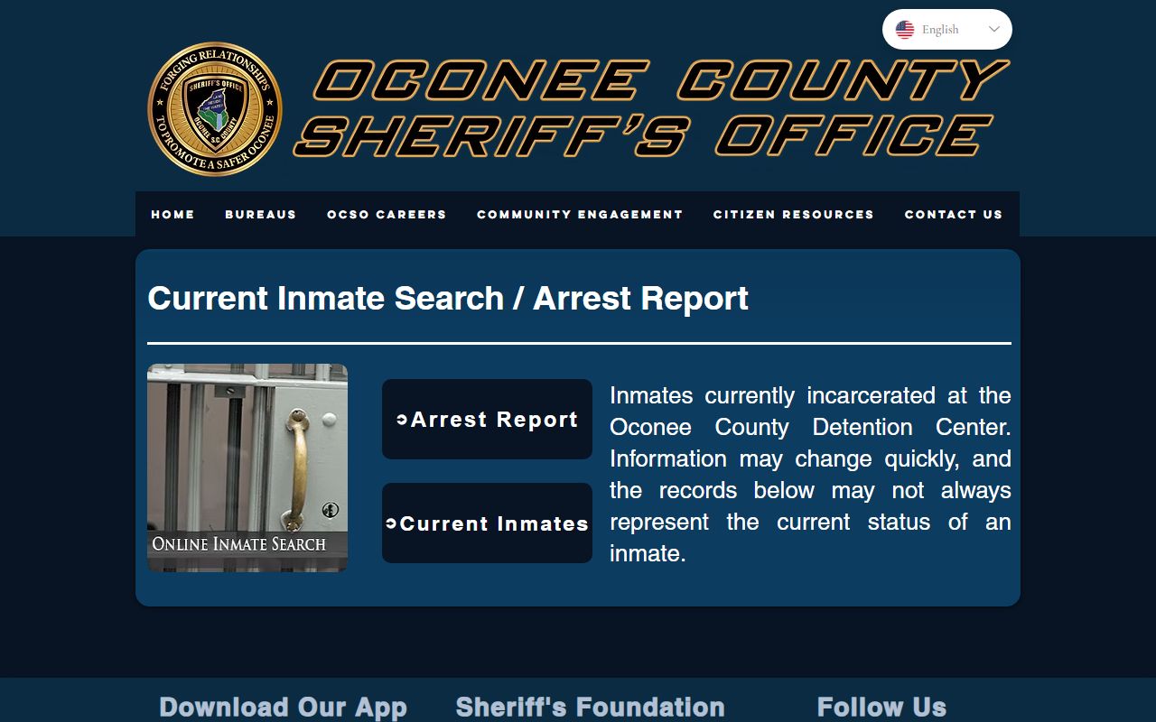 Oconee County online inmate search portal for jail mugshots