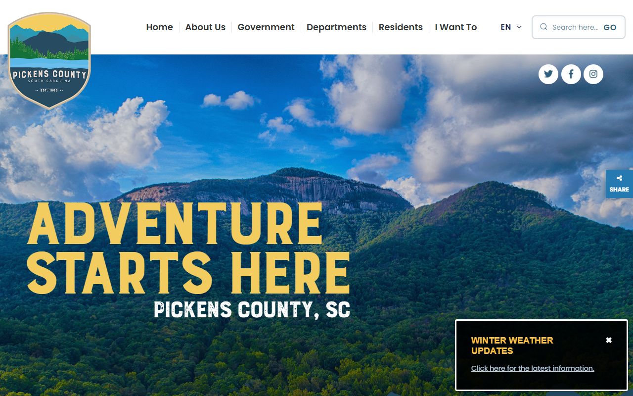 Pickens County government website with resources for jail mugshots