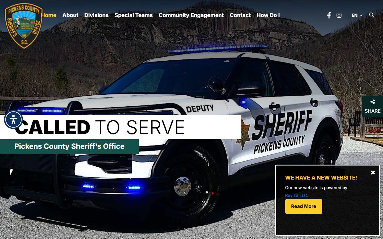 Pickens County Sheriff's Office website for jail mugshots and arrest records