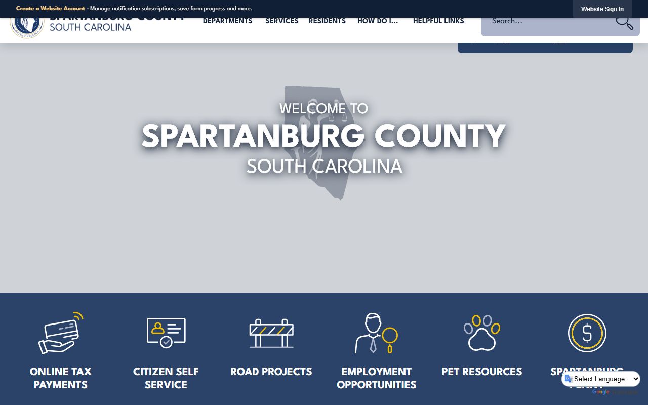 Spartanburg County government website for public records and jail mugshots