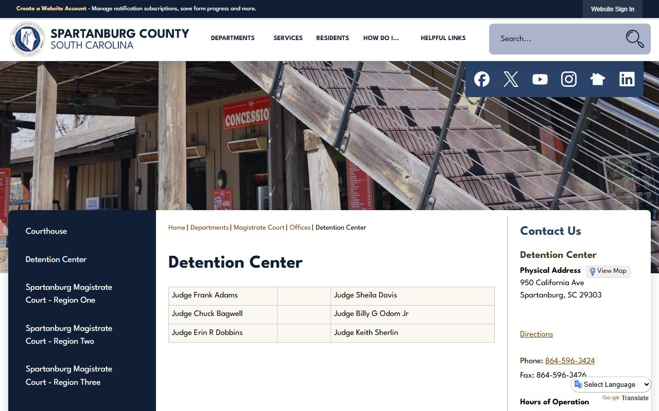 Spartanburg County Detention Center page for jail mugshots lookup