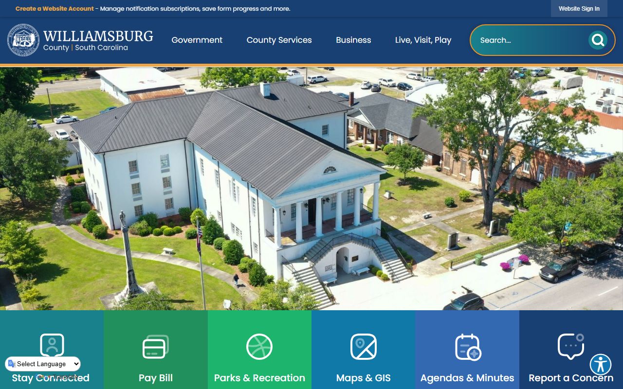 Williamsburg County government website for jail mugshots and public records